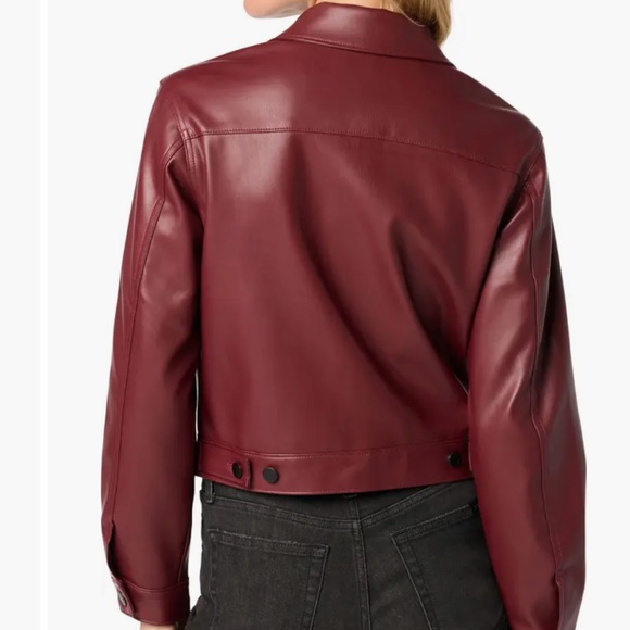 Joe’s Cropped Burgundy Women's Faux Leather Jacket - Picture 4 of 9